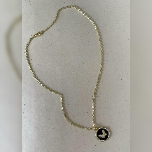 Gold and Black Butterfly Pendant Necklace - Picture 4 of 4